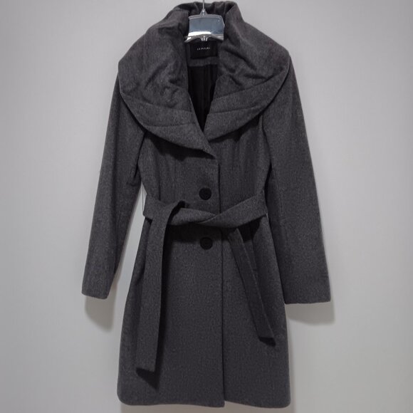 Tahari Wool Cheryl Jacket Coat In Charcoal Sz 2 - Picture 1 of 3